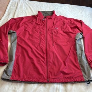 Men's L.L. BEAN OUTDOORS Jacket Red/Grey Lightweight Hiking Rain Jacket Tall XL